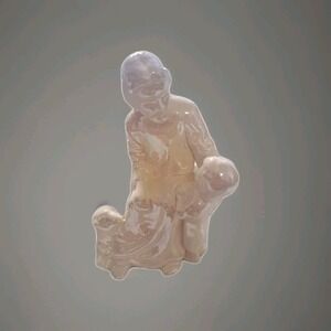 Vintage Mold Holy Jesus Nativity Figurine Iridescent Pearl Ceramic